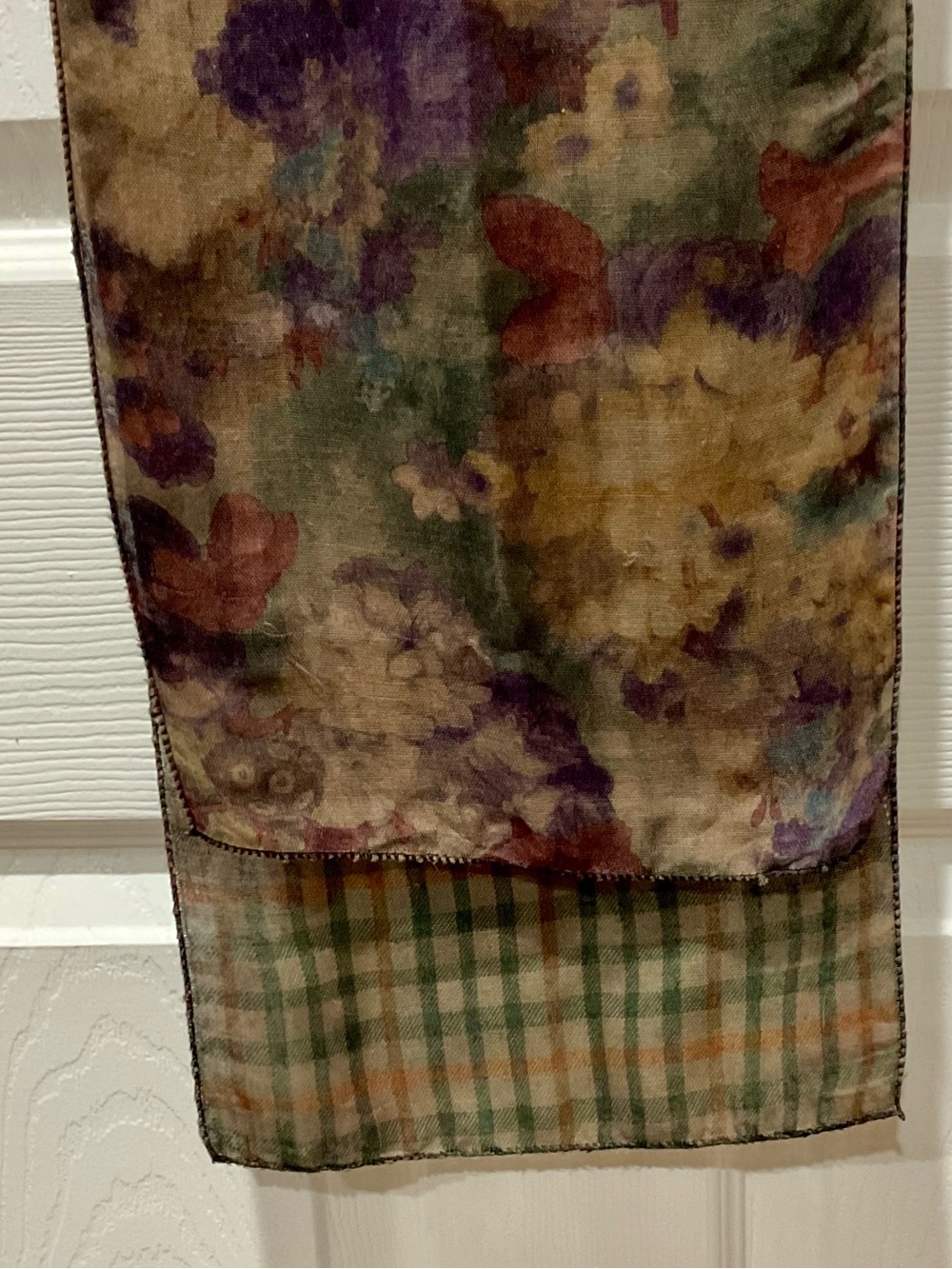 Multicolor Reversible Floral/Plaid Scarf